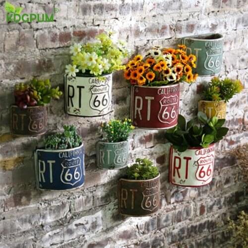 American Retro Cement Wall Hanging Flower Pot Simple Creative Simulation Fleshy Flower Pot Gardening Home Wall Decoration