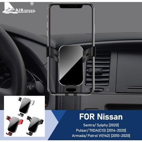 Car Mobile Phone Holder for Nissan Sentra Sylphy Pulsar Tiida C13 Armada Patrol Y62 Accessories Auto Air Vent GPS Gravity Stand