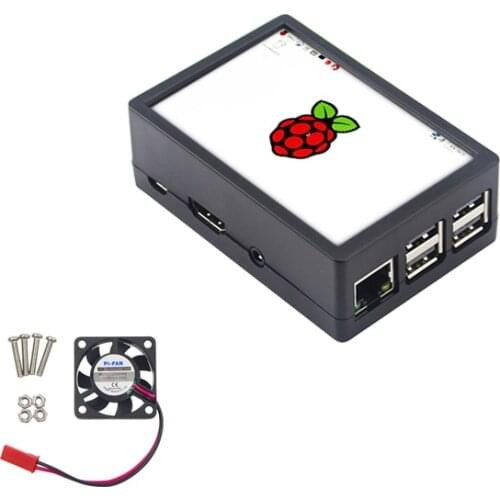 New Raspberry Pi 3 Model B+ 3.5inch LCD ABS Case with Cooling Fan Black Gray Plastic Box Cover Shell for Raspberry Pi 3B