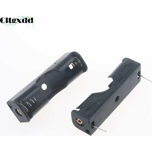 Cltgxdd 1Pcs Plastic 1*AA 14500 Size Battery Holder Spring Clip Black Battery Box With Pin For Soldering Connecting