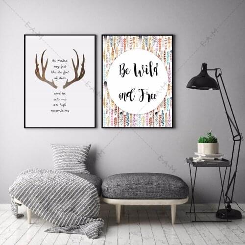 Nursery Wild Deer Quote Canvas Art Print Painting Poster Wall Pictures For Kids Room Home Decorative Bedroom Decor No Frame