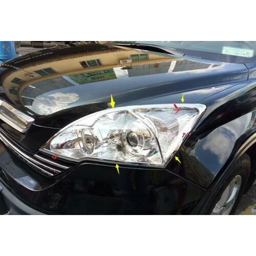 For Honda CRV 2007 2008 -2011 Chrome Front Head Light Lamp Cover Bezel Trim 2pcs