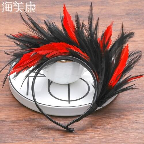 Haimeikang Easter Festival Hair Accessories Colors Hair Band Party Headpiece Women Flapper Feather Headband Decoration Crown