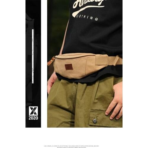 Single Shoulder Waist Bag Mens Canvas Sports Running Phone Crossbody Chest Bag Canvas Small Lightweight Waterpr