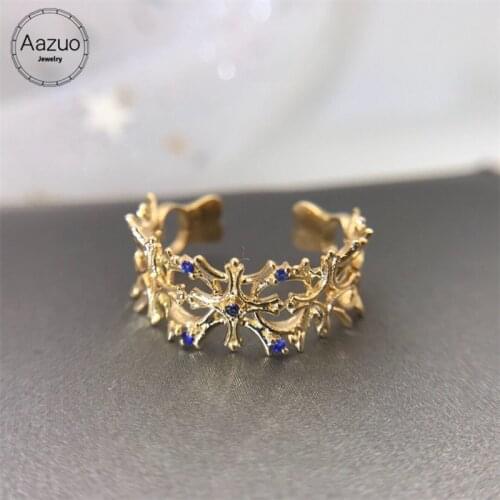 Aazuo Real Diamonds 100% 18K Yellow Gold Fashion Irregular Open Ring for Woman Charm Jewelry Fashion Love Gift tiny thin Au750