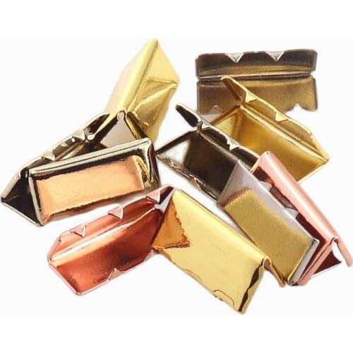 Ribbon End Clamps 3/4"(20mm) Rose Gold Ribbon Clamps Connectors Clips End for Leather Charm Braid Cord End Caps Fastener Lanyard