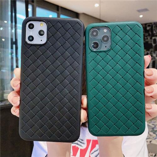 Fashion Grid Woven Phone Case For iPhone 12Mini 12 6S 7 8 6 Plus 11 Pro Max SE 2 X Xr XsMax Soft Leather Shockproof Fundas Coque