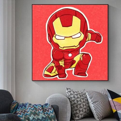 Cartoon Art Marvel Superhero Iron Man Poster and Prints Canvas Painting Mural Wall Art Picture for Kids Bathroom Home Decoration