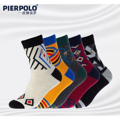 Pier Polo Autumn Winter New Fashion Warm Cotton Men' Socks Casual Dress Socks Man Long Crew Socks Size 39-45 Mix Colors