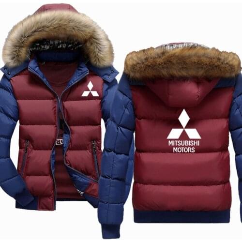 New Thicken Fashion Mitsubishi Car Logo Sweatshirt Hoodies Winter Fleece Warm Coats Cotton Wool Hoody Mens Wadded Jacket