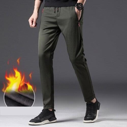 MRMT 2021 Brand Autumn Winter New Mens Leisure Trousers Velvet Warm Pants for Male Fashion Straight Leg Trouser