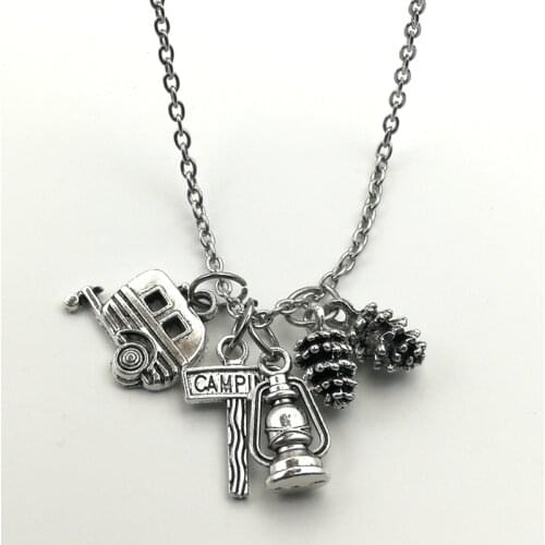 New Camping necklace Trailer, RV Caravan Campground necklace , Nature Outdoors, Summer Vacation, Snowbirds necklace Souvenir