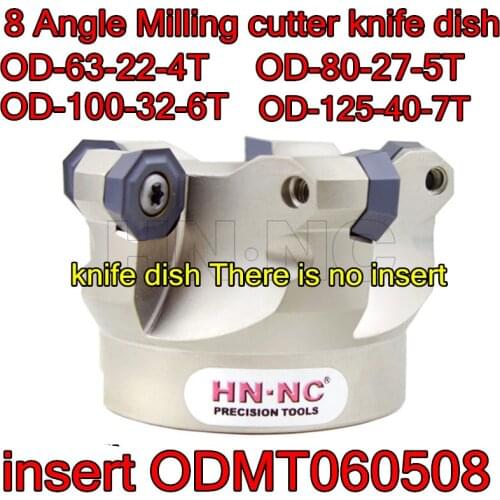 OD-63-22-4T 80-27-5T 100-32-6T 125-40-7T 1pcs OD 8 Angle Milling cutter knife dish insert ODMT060508 Free shipping