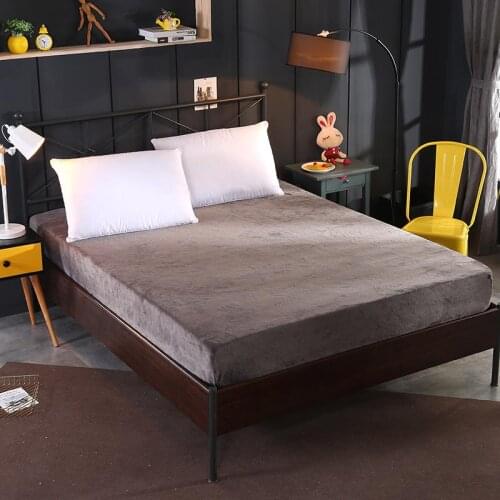 49 Solid Color Fitted Sheet Winter flannel Mattress Cover Keep warm Bedding Bed Sheets With Elastic Band Double Queen Size sheet