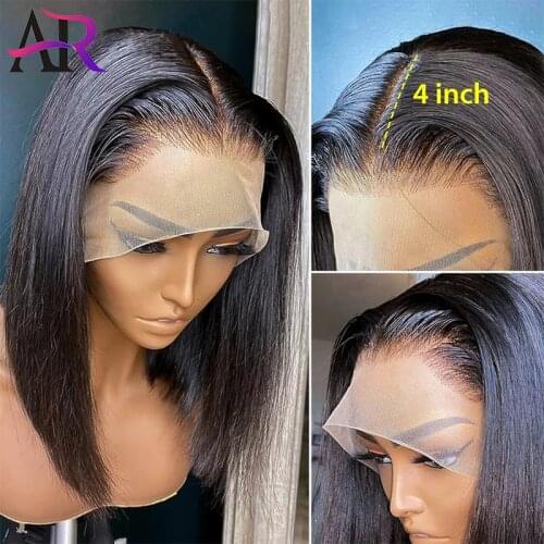A&R Straight Short Bob Lace Front Human Hair Wigs Brazilian Closure Frontal Wig Pre Plucked Remy Glueless Bob Wig For Woman 180