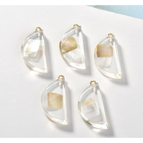 Transparent semicircular shape shell decoration resin charms diy jewelry necklace/earrings for women pendant accessory