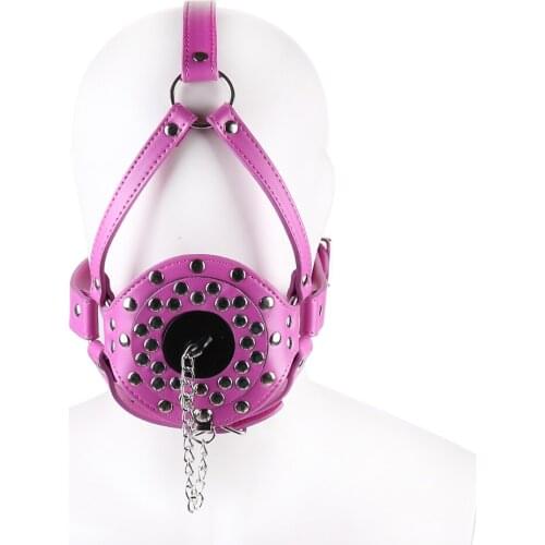 Head Harness BDSM Bondage Funnel Strap Mouth Gag Leather Black Sex Toys For Couples Women Oral Fixation Muzzle Ring Adult Games