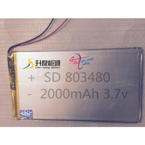 SD Customized smallest rechargeable battery lithium polymer 803480 2000mAh