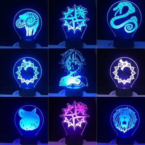 The Seven Deadly Sins Meliodas Anime Night Light for Children Suprise Gifts MELIODAS DRAGON WRAITH BAN FOX GREED GRIZZLY BEAR