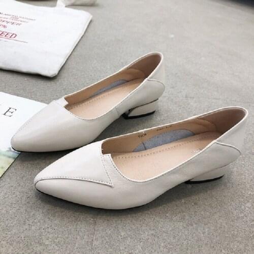 Spring Autumn Summer New Fashion Concise Pointed Toe Genuine Leather Slip-On Women Pumps Ladies Casual Lazy Shoes 20200529