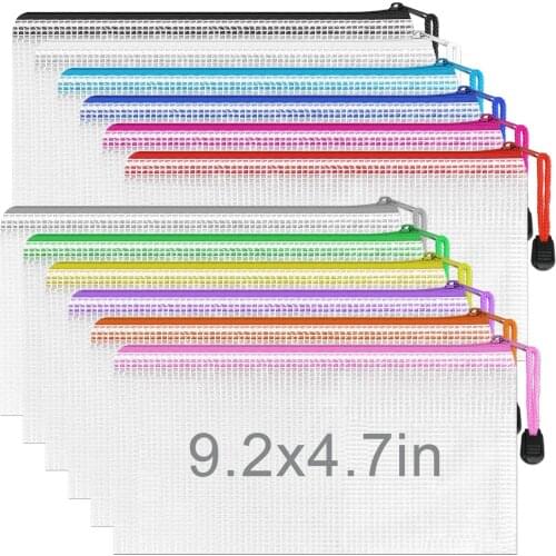 Zipper Pencil Bag (12 Colors, 12 Pack) Small Plastic Zipper Bag For Banknotes / Makeup / Masks / Travel Storage / School And