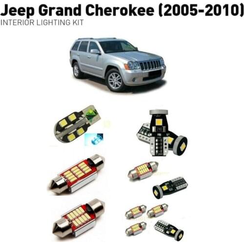 Led interior lights For Jeep grand cherokee 2005-2010 12pc Led Lights For Cars lighting kit automotive bulbs Canbus