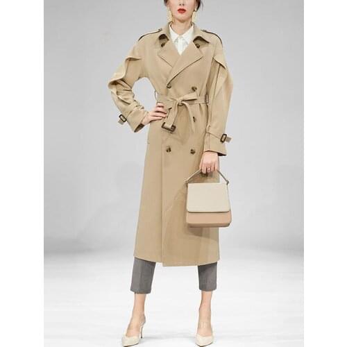 Windcheaters Jackets for Women Trench Coat Khaki Trend Feminino 2021 Long-sleeved Windbreaker Fashion Long Elegant Europe Belt