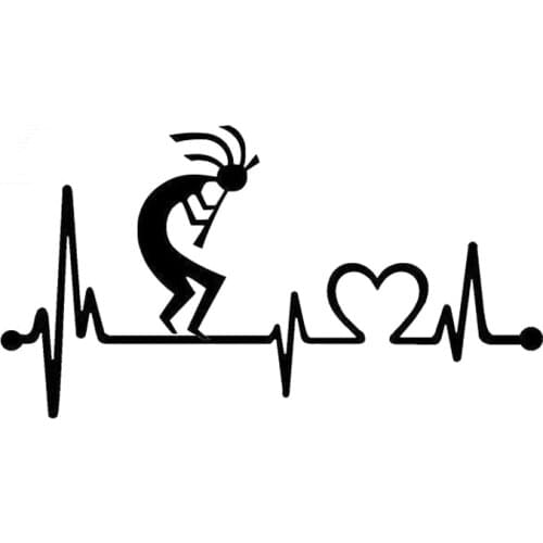 20.3cm*10.9cm Kokopelli Heartbeat Vinyl Car Styling Decor Car Sticker Black/Silver S3-4947