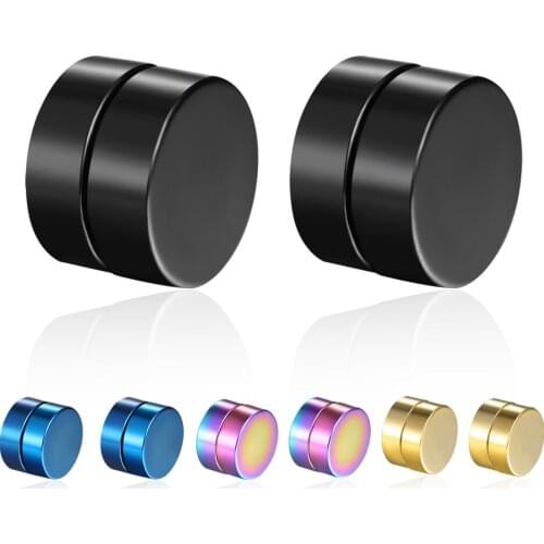 Vintage Magnet Magnetic Ear Stud Non Piercing Clip Black Earrings Fake Earrings for Boyfriend Lover 1 Pair