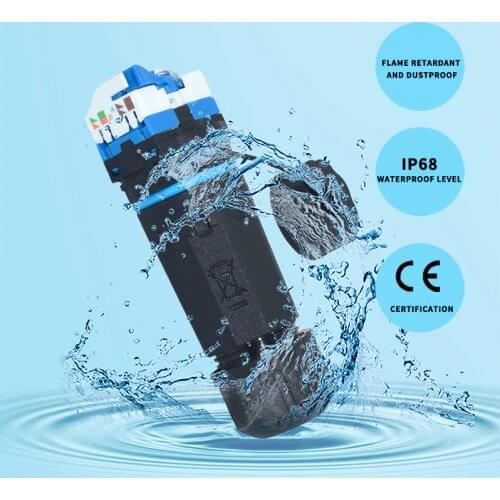 Rj45 IP68 Waterproof Cable Connector CAT6 Punch-free Network Connector Copper Joint Electrical Junction Box for Outdoor