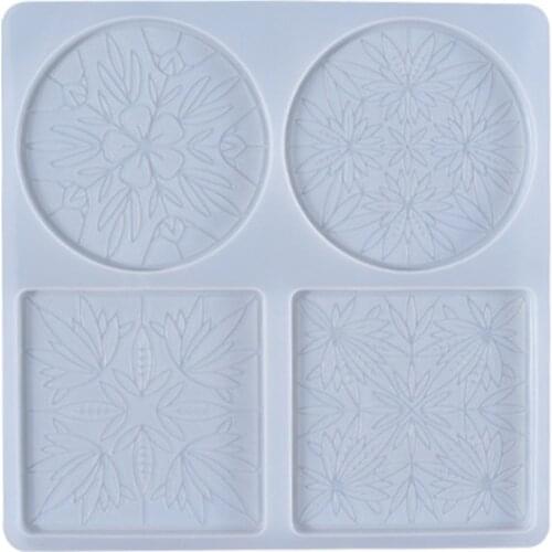 Epoxy Resin Mold 4-Cavities Mandala Flower Pattern Coaster Mold Cup Pad Drink Mug Mat Silicone Mould DIY Crafts Decor Mold