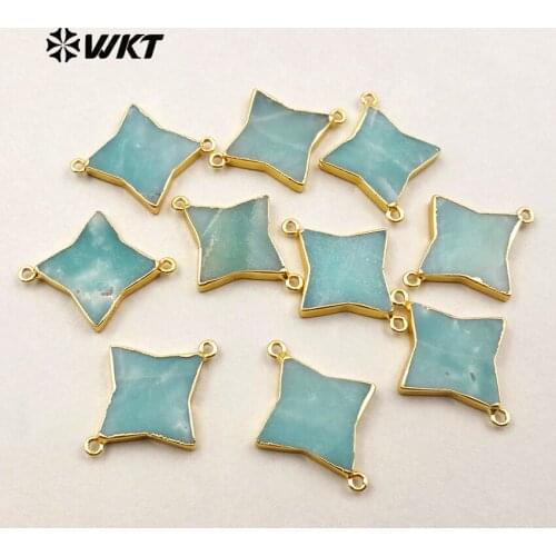 WT-C222 WKT New Push Hot Sale Geometic Shape Connector Natural Amazonite Stone Connector For Women Jewelry Design Connector