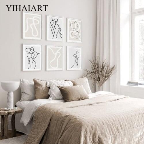 Abstract Woman Canvas Wall Print Art Poster Geometry Line Drawing Painting Minimalist Decorative Picture Living Room Decoration