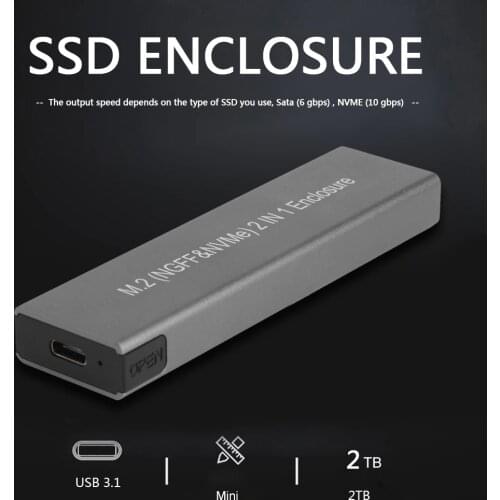 USB Type C M2 SSD Case External Enclosure Disk Case M.2 to USB Type C 3.1 SSD Adapter for Dual NVME PCIE NGFF SATA M/B Key Case