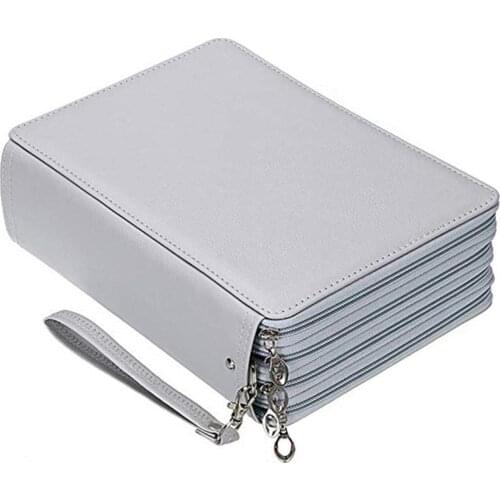 200 Slots Colored Pencil Organizer Home Students Pen Case With Removal Hand Strap Save Space PU Leather For Kids Storage Holder