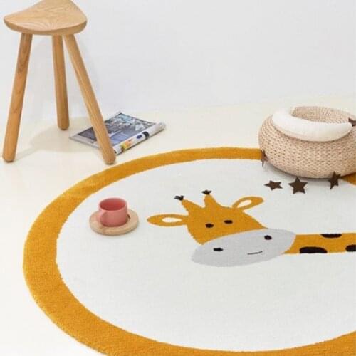 Baby Play Mat Crawling Carpet Kids Room Floor Rug Round Cartoon Deer Elk Printed Game Pad Playmat Bedroom Nursery Decor