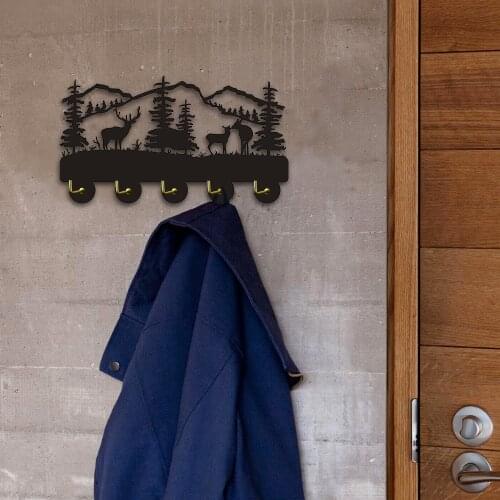 Wildlife Animal Wall Hanger Hook Three Elks Wood Wall Hook Wall Door Clothes Coat Hat Hanger Kitchen Bathroom Towel Hooks