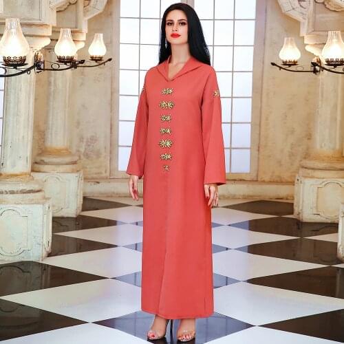 Fridayin Womens Fashion Casual Celebrity Dubai Turkey Style Hooded Pure Color Loose Abaya Caftan Muslim Vestidos Clothing