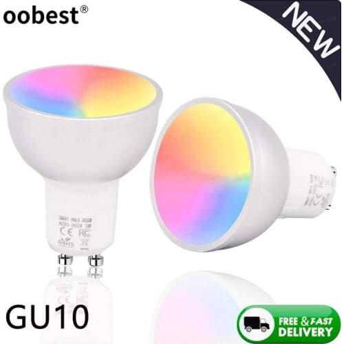 GU10 WiFi Smart LED Bulbs RGBW C+W White 5 W Dimmable Lamps Smart Life Remote Control Light Bulbs Work With Alexa/Google