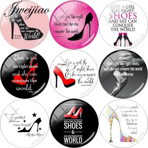 JWEIJIAO Ladies Red High Heels Shoes Art Picture DIY Glass Cabochon Dome Demo Flat Back Making Findings For Keychain Necklace