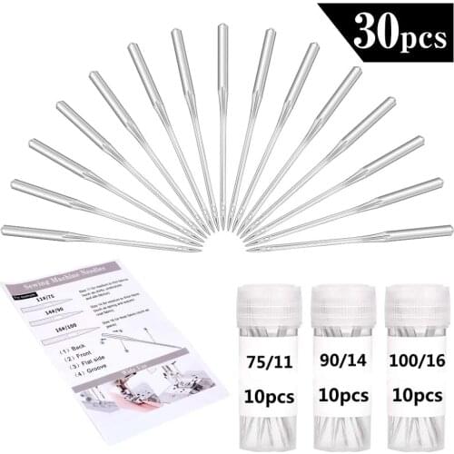 KAOBUY 30PCS Universal Home Sewing Machine Needles Size 11, 14, 16, Sewing Machine Needles Assorted Sizes For Quilting