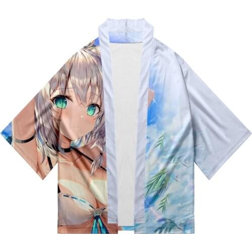 HOLOLIVE VTuber Kawaii Shirakami Fubuki 3D Printed Kimono summer Women/Men Summer Casual Short Sleeve streetwear Kimono