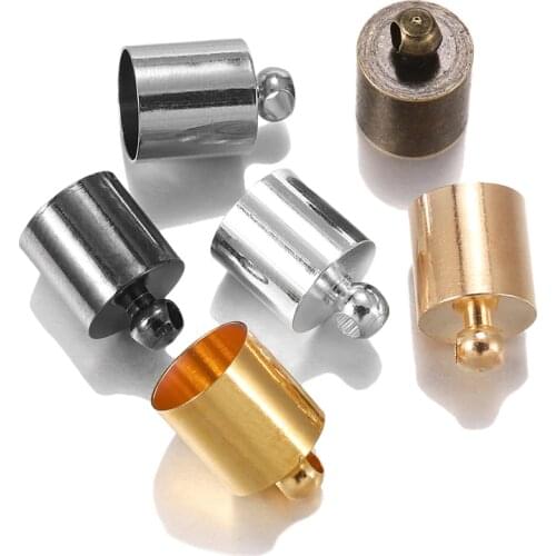 50pcs/lot End Tip Cap Fit For 3 4 5 6 7 8 9 10mm Tassel Leather Cord End Crimp Cap Beads Caps For DIY Jewelry Making Supplies