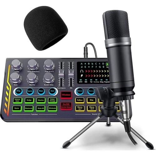 Hot TTKK Podcast Equipment Bundle, Audio Interface With DJ Mixer Sound For Live Streaming,Gaming Compatible With PC/Smartphone