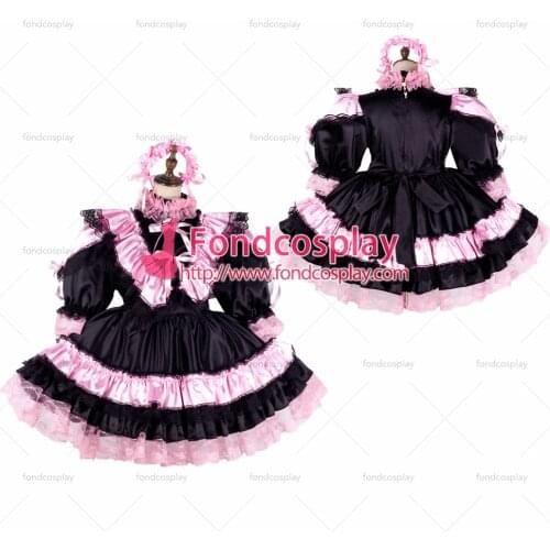 Sissy maid satin dress lockable Uniform cosplay costume Tailor-made[G2134]