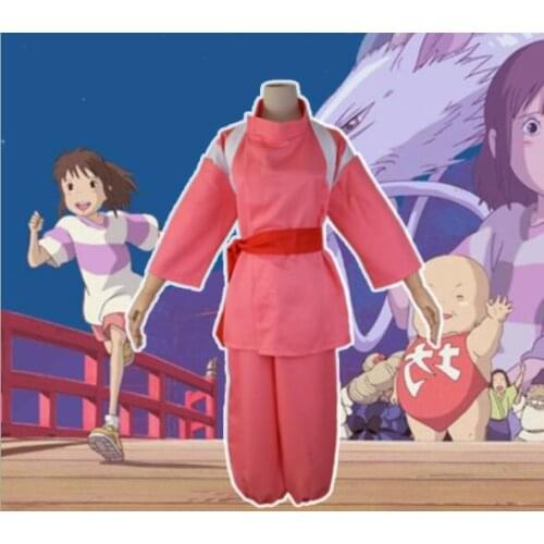 Hot Anime Movie Spirited Away Chihiro Cosplay Costumes Girls Cute Pink Kimono Japenese Style Women Performance Set