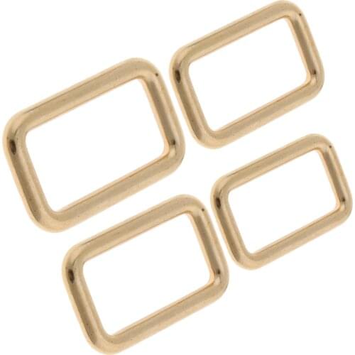 Brass Rectangle Buckle Rings Webbing Strap Leather Handbag Belt Buckle Craft Fasteners Loops, Non-welded