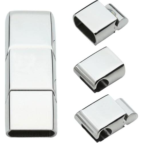 Stainless Steel Silver Tone Inner Size 8*5mm/6*11mm Magnetic Clasps Jewelry Findings fit Leather Cord Bracelet Making