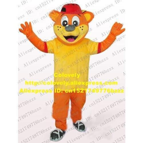 Fancy Orange Male Pipi Bear Mascot Costume Mascotte Adult With Yellow T-shirt Happy Face Cartoon Character No.677 Free Shipping