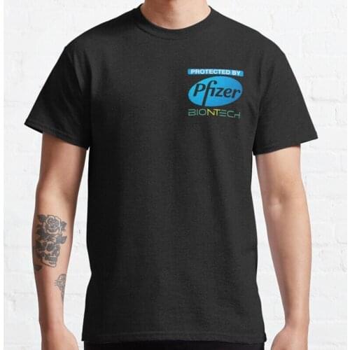 New Protected By Pfizer Biontech Classic T-Shirt Cotton Tee Shirt S-3Xl